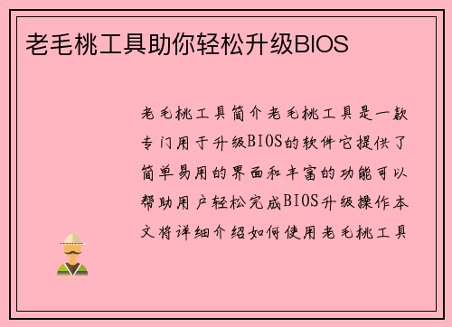 老毛桃工具助你轻松升级BIOS